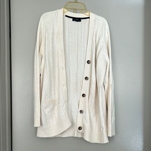 Land’s End Cream Cable Knit Wool Cardigan
